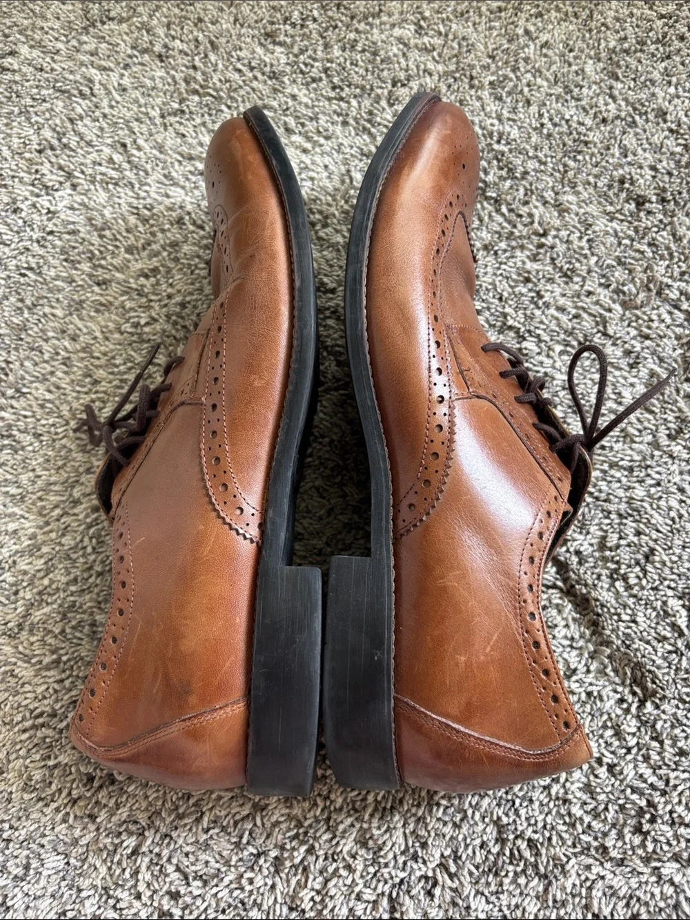 Stacy Adams Cognac Brown Wingtip Brogue Oxfords